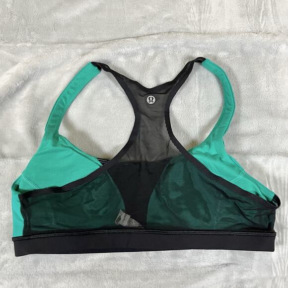 Lululemon Size 10 Smooth Stride Bra Viridian Green Black Luxtreme Color Block - Picture 3 of 7